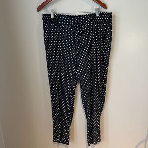EUC Torrid Black dot Challis draw chord ankle pants Size 0 Women’s Large‎